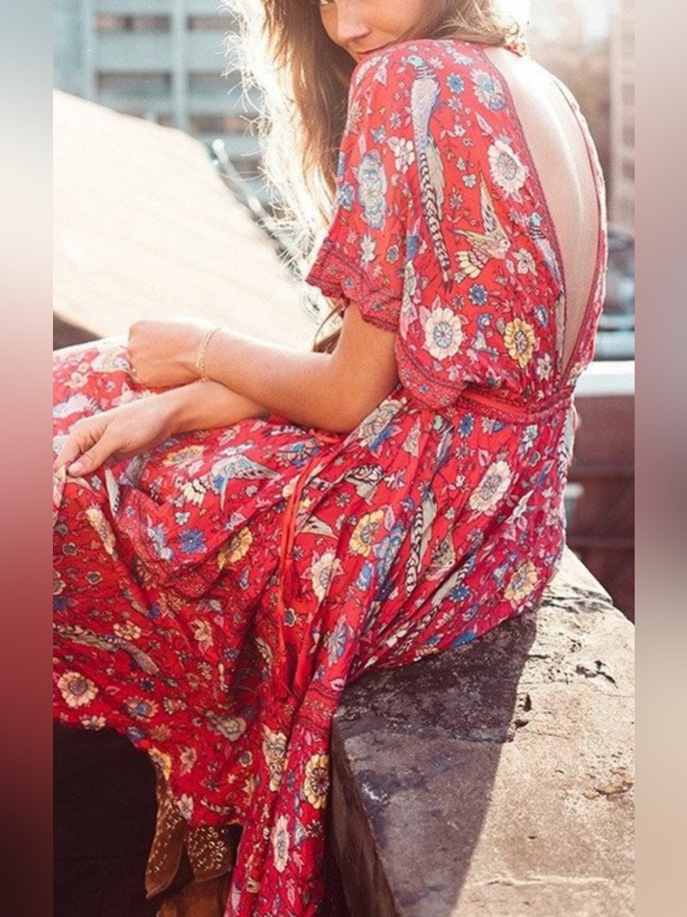 Women’s Spell and the Gypsy Rose Lovebird Half Moon Maxi Gown